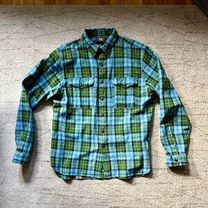RRL / Double RL Ralph Lauren Men's Blue and Green Plaid Shirt- L